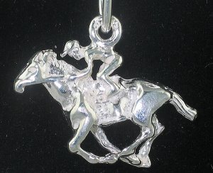 STG (Sterling Silver) Sport Charm  - Horse & Jockey M0773 1